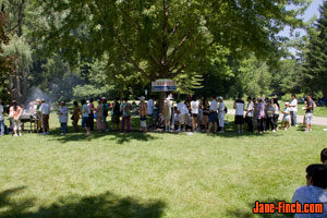 Lining up for B.B.Q.