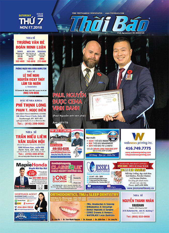 Thoi Bao article featuring Paul Nguyen winning 2018 CEMA Award